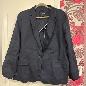 J.Crew Alfie Navy Linen Blend Blazer